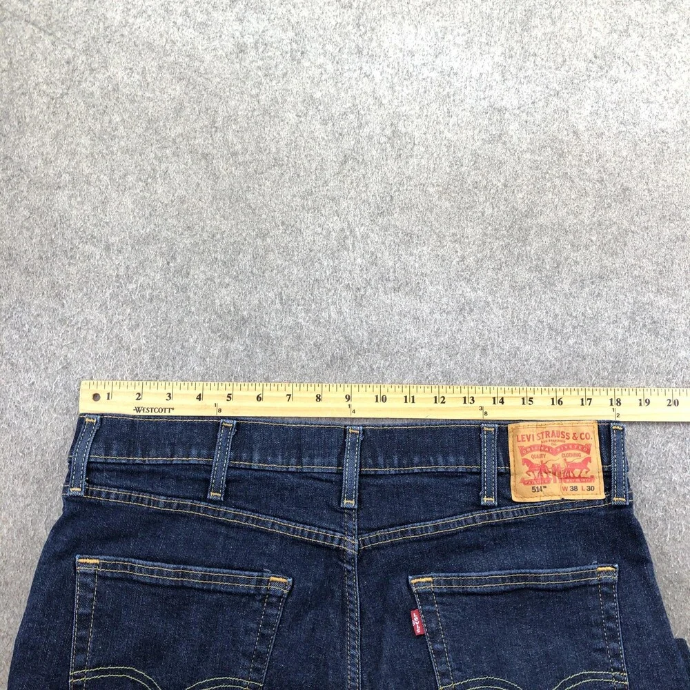 Levis 514 Jeans Mens 38x30 Blue Dark Wash Regular Straight Denim Pants Casual